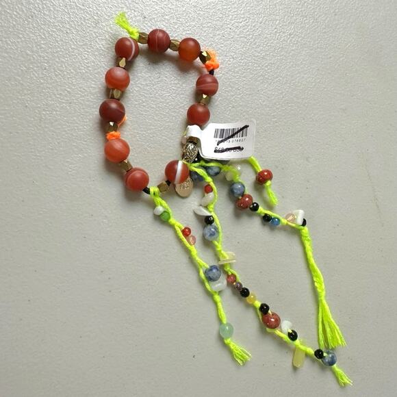 Free People Ariana Ost The Sand Dripp Hair Tie in Lime Green NWT Bracelet - Picture 12 of 13